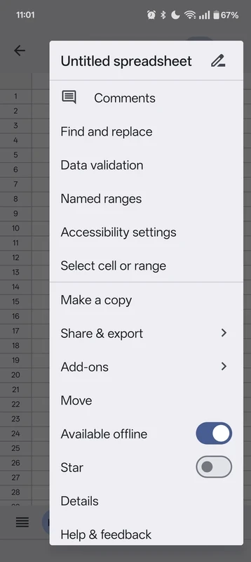 Google Sheets — captura de tela 2