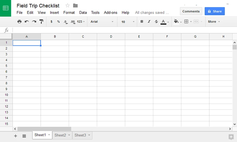 Google Sheets — skærmbillede 1