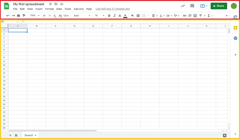 Google Sheets — skærmbillede 3